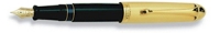 DS 00801 AURORA 801 GOLD PLATED CAP/BLACK BARREL LARGE FP PEN - Allow 3 weeks for delivery