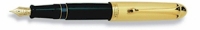 DS 02801 AURORA 801-EF GOLD PLATED CAP/BLACK BARREL LARGE FP PEN Extra Fine Nib - Allow 3 weeks for delivery